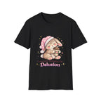 Cute Sleepy Bunny with Coffee “Currently Running On Delusion”
