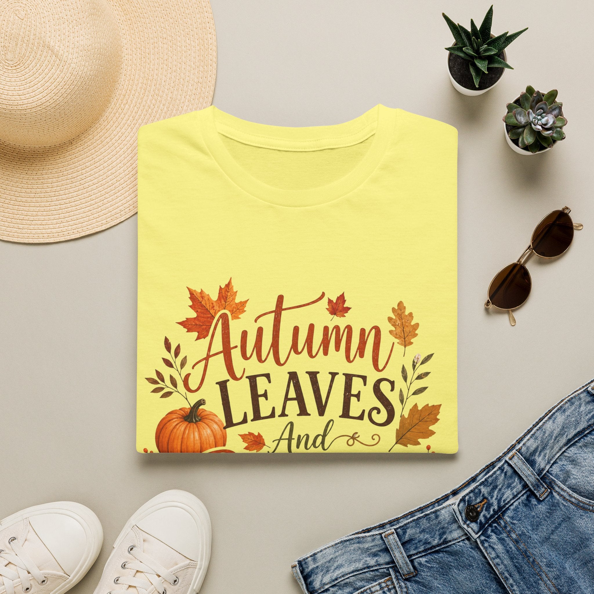 Autumn Leaves And Pumpkins Please T-Shirt
