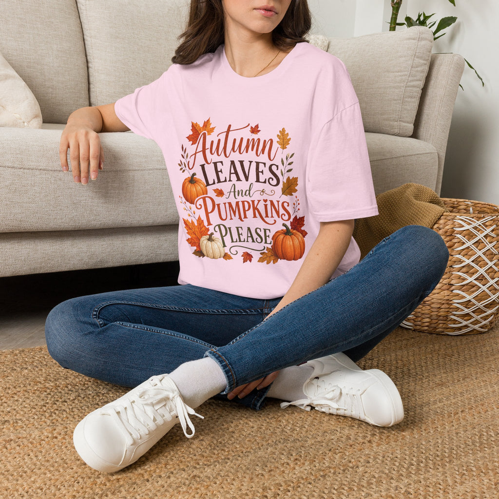 Autumn Leaves And Pumpkins Please T-Shirt