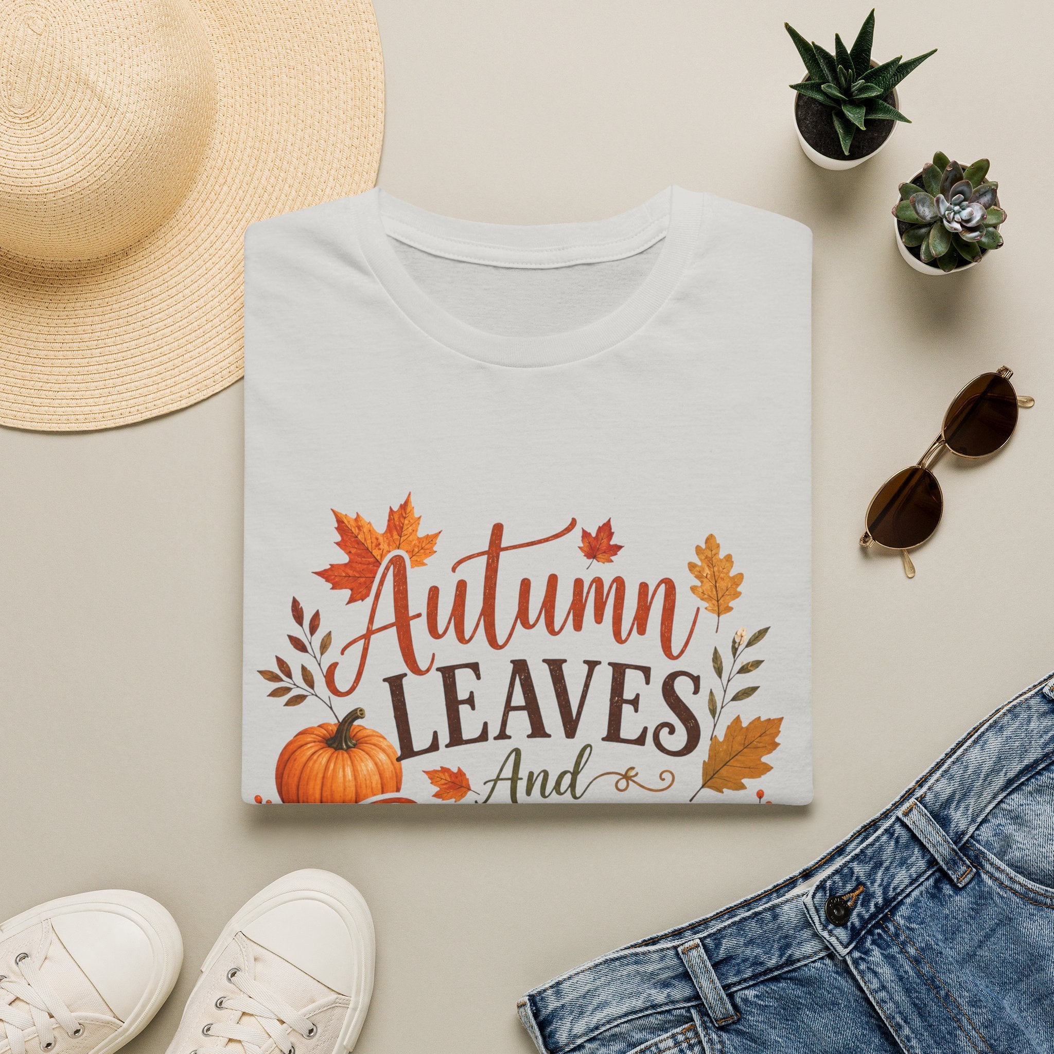 Autumn Leaves And Pumpkins Please T-Shirt
