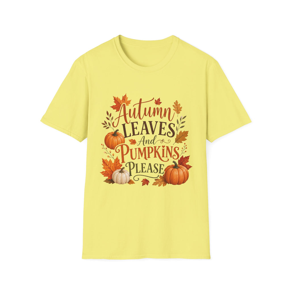 Autumn Leaves And Pumpkins Please T-Shirt