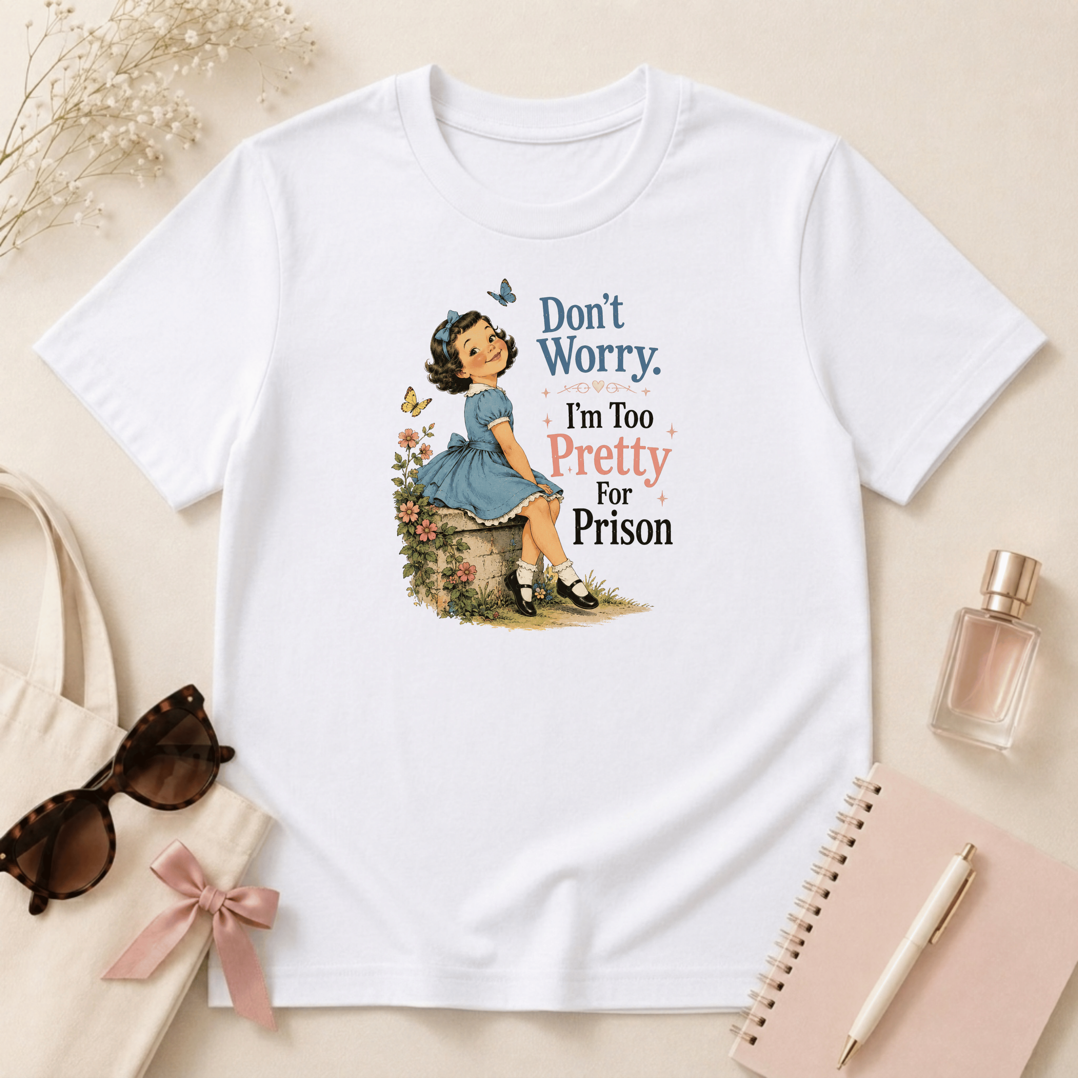 Don't Worry I'm Too Pretty For Prison T-Shirt
